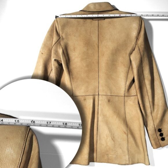 Jean Paul Gaultier Distressed Leather Blazer Jacket US sz 6 - Picture 3 of 15